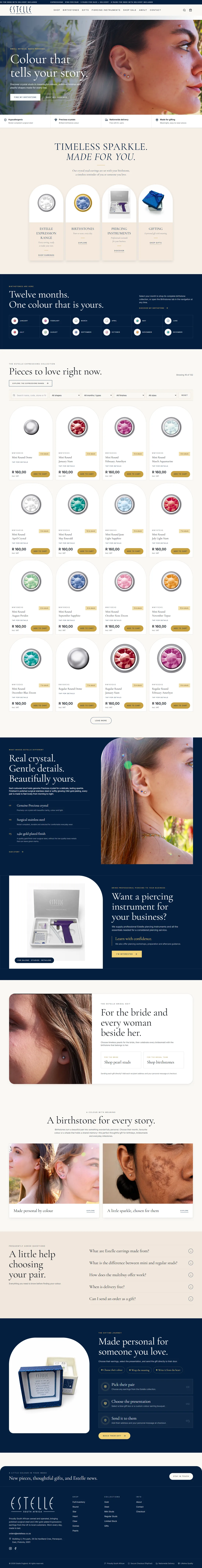 Scrolling showcase of the Estelle SA jewellery website